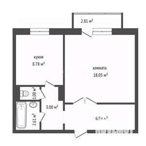 1-к квартира, вторичка, 40м2, 9/16 этаж