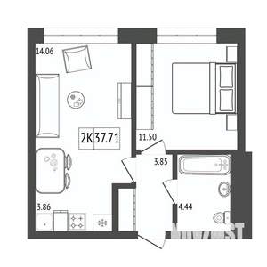 2-к квартира, вторичка, 38м2, 10/17 этаж