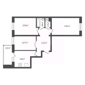 3-к квартира, вторичка, 72м2, 8/9 этаж