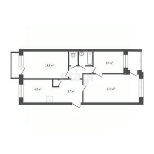 3-к квартира, вторичка, 61м2, 5/5 этаж