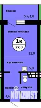 Студия квартира, вторичка, 27м2, 4/9 этаж