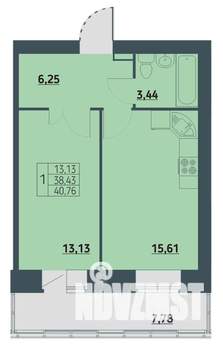 1-к квартира, строящийся дом, 41м2, 9/9 этаж