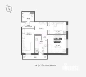 3-к квартира, вторичка, 77м2, 11/17 этаж