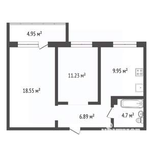 2-к квартира, вторичка, 53м2, 3/15 этаж