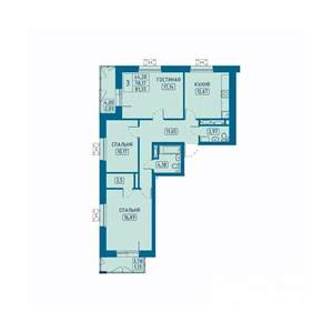 3-к квартира, вторичка, 81м2, 2/20 этаж