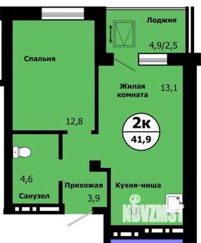2-к квартира, строящийся дом, 41м2, 2/19 этаж