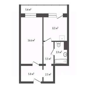 1-к квартира, вторичка, 41м2, 15/17 этаж