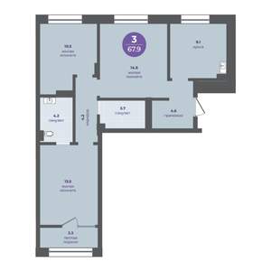 3-к квартира, вторичка, 65м2, 13/25 этаж