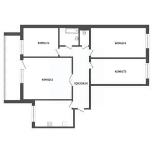 4-к квартира, вторичка, 76м2, 4/9 этаж