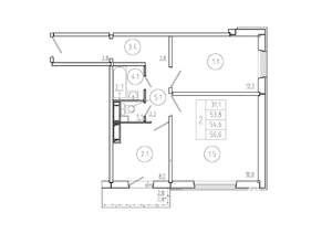 2-к квартира, вторичка, 55м2, 1/17 этаж