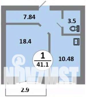 1-к квартира, вторичка, 41м2, 9/14 этаж