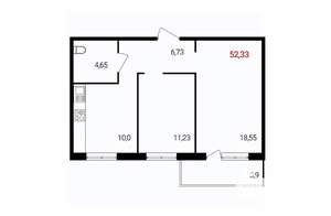 2-к квартира, вторичка, 52м2, 11/18 этаж