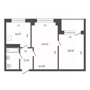 2-к квартира, вторичка, 42м2, 7/9 этаж