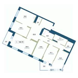 5-к квартира, вторичка, 163м2, 21/24 этаж