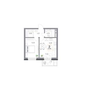 2-к квартира, вторичка, 43м2, 2/7 этаж