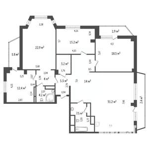 4-к квартира, вторичка, 136м2, 11/16 этаж