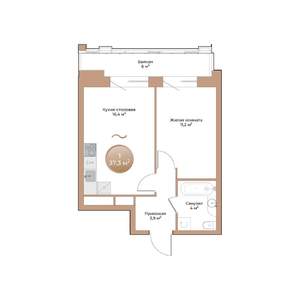 1-к квартира, строящийся дом, 37м2, 13/24 этаж