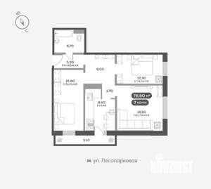 3-к квартира, вторичка, 77м2, 9/17 этаж