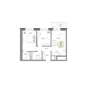 3-к квартира, вторичка, 58м2, 3/9 этаж