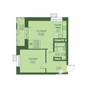 2-к квартира, вторичка, 48м2, 3/23 этаж