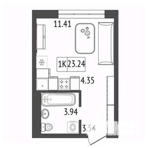 1-к квартира, вторичка, 23м2, 12/17 этаж