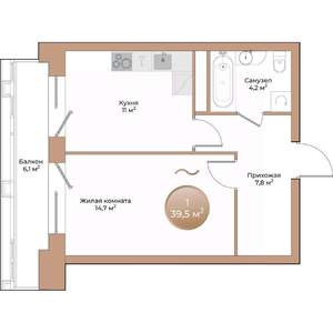 1-к квартира, вторичка, 40м2, 4/24 этаж