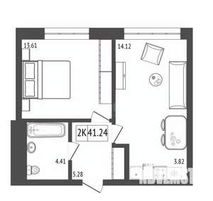 2-к квартира, вторичка, 41м2, 17/17 этаж