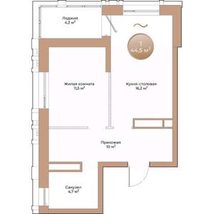 1-к квартира, вторичка, 45м2, 11/24 этаж