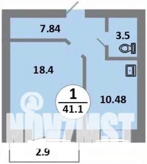 1-к квартира, строящийся дом, 40м2, 14/14 этаж