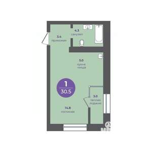 1-к квартира, вторичка, 31м2, 4/15 этаж