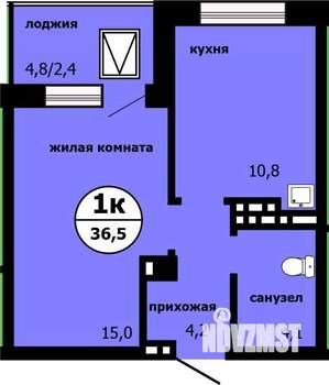 1-к квартира, строящийся дом, 36м2, 16/19 этаж