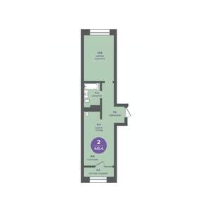 2-к квартира, вторичка, 48м2, 6/13 этаж