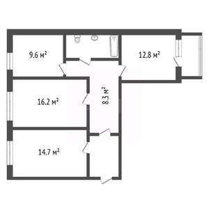3-к квартира, вторичка, 67м2, 7/9 этаж