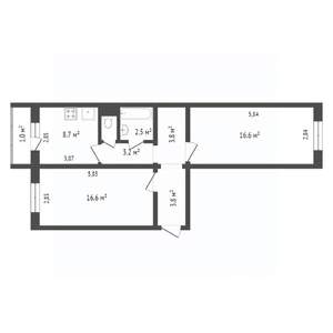 2-к квартира, вторичка, 46м2, 4/5 этаж