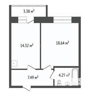 1-к квартира, вторичка, 45м2, 10/12 этаж