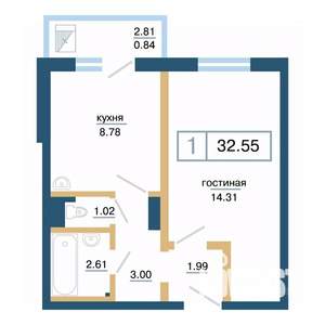 1-к квартира, вторичка, 33м2, 17/17 этаж