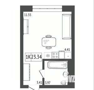 1-к квартира, вторичка, 23м2, 9/17 этаж