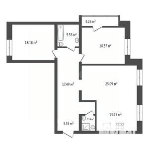 3-к квартира, вторичка, 101м2, 18/19 этаж