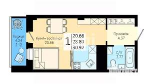 Студия квартира, вторичка, 31м2, 7/25 этаж