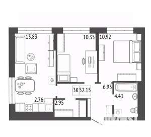 3-к квартира, вторичка, 52м2, 4/17 этаж
