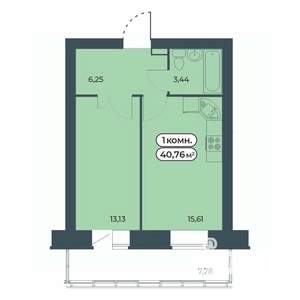 1-к квартира, вторичка, 41м2, 2/9 этаж