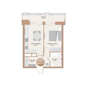 1-к квартира, вторичка, 38м2, 10/24 этаж