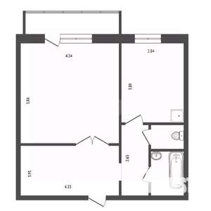 1-к квартира, вторичка, 41м2, 4/10 этаж