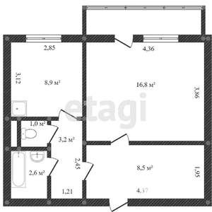 1-к квартира, вторичка, 42м2, 3/10 этаж