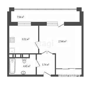 1-к квартира, вторичка, 34м2, 6/9 этаж