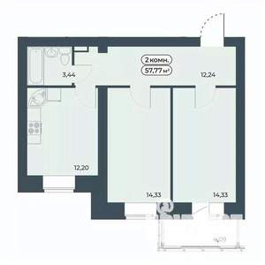 2-к квартира, строящийся дом, 58м2, 3/9 этаж