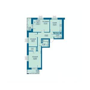 3-к квартира, вторичка, 81м2, 12/20 этаж