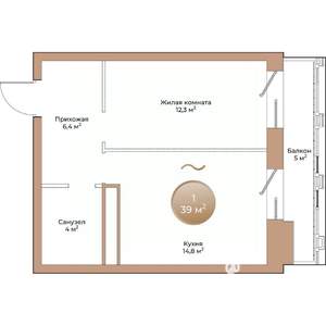 1-к квартира, вторичка, 39м2, 8/24 этаж