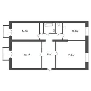 3-к квартира, вторичка, 83м2, 2/3 этаж