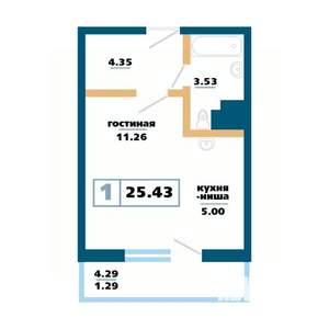 1-к квартира, вторичка, 25м2, 11/17 этаж